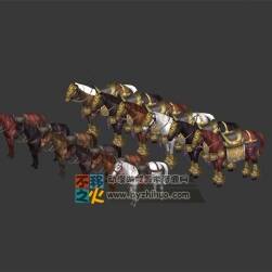 Horse 等級(jí)分明的一隊(duì)馬匹 Max戰(zhàn)馬坐騎模型