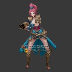 王者榮耀 花木蘭[劍舞者] FBX模型 帶旋風斬動畫