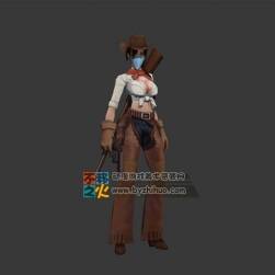 西部 美女 女牛仔模型有綁有動作