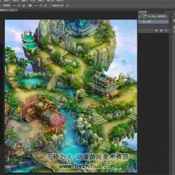 夢(mèng)幻游戲場(chǎng)景 2張地圖 芒碭山+仙人洞 PSD分層源文件