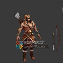 虎皮 獵人 壯漢 弓箭 模型