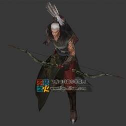 古裝白發(fā)男性弓箭手 Max模型 含全套動作