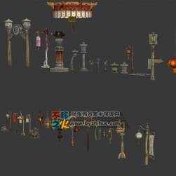 各種古典場(chǎng)景的街燈模型