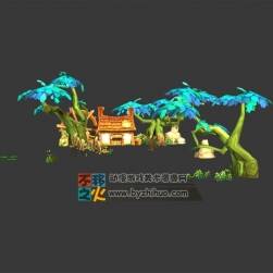 卡通 樹林小屋模型