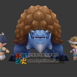 韓國(guó)Q版角色 鱷龜怪 小胖 男孩模型