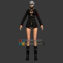 美女 銀發(fā) 皮衣少女模型