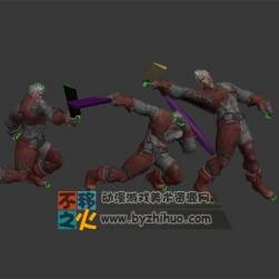 白發(fā) 戰(zhàn)士 三人 對打 模型