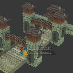 天龍八部 古風(fēng)武俠場(chǎng)景 城門3D模型