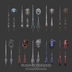 騎士武器 矛與盾 游戲模型