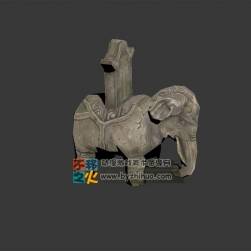 大象馱石碑模型