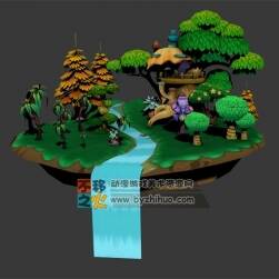 卡通森林樹屋模型