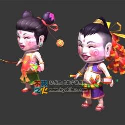 男孩女孩 同安童女 面具 模型