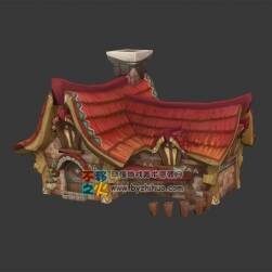 卡通紅頂房子模型