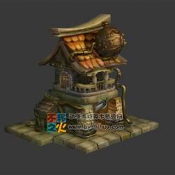 卡通歐洲石屋模型