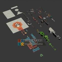 卡通中國風(fēng)城鎮(zhèn)素材模型