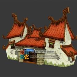 卡通古風大門模型