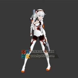 白發(fā) 女戰(zhàn)士 槍手 緊身衣 美少女 模型