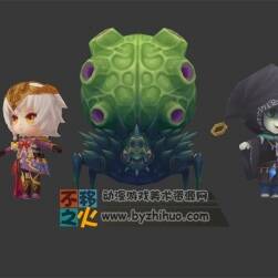 韓國Q版角色 少女 法師 蟲子妖怪 模型