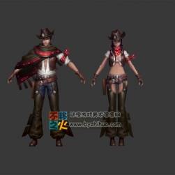 男女 牛仔 西部 模型