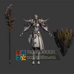 白發(fā) 女戰(zhàn)士   刀盾 模型