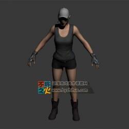 運動型年輕女性 背心短褲 Max模型
