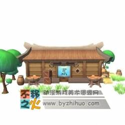 卡通書坊木屋模型