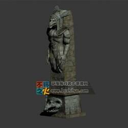 惡魔怪物石像石柱模型