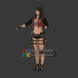 次世代黑長發(fā)性感女槍手模型