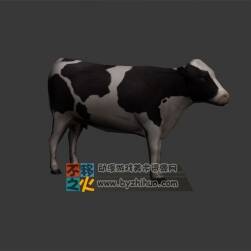 黑白色的奶牛模型