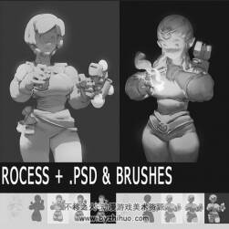 卡通風格女角色 游戲原畫線稿繪制教程 Gumroad Workflow