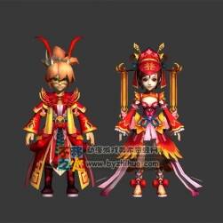 古風情侶 婚禮服裝 Max模型