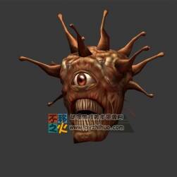 恐怖 獨眼 飛頭怪物模型