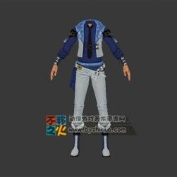 三個(gè)男體的藍(lán)色坎肩時(shí)裝模型