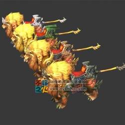 四只金毛獅子坐騎 Max模型