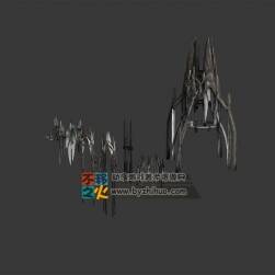 次世代未來科幻場景建筑部分模型