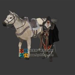 刺客信條男人和白馬模型