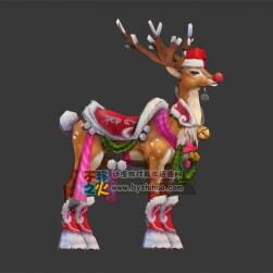 圣誕版梅花鹿坐騎 Max模型 四邊面