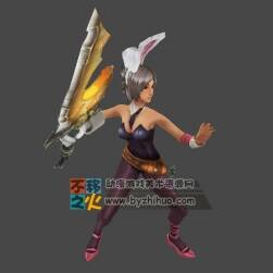 英雄聯(lián)盟LOL 放逐之刃瑞文 兔女郎皮膚FBX模型 帶動作