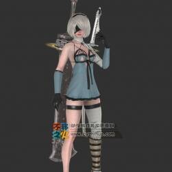 尼爾機械紀元 NieR Automata 2B小姐姐夏裝 次世代模型 帶綁定