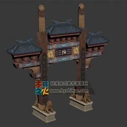 中國風(fēng)街坊的牌坊模型