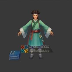 古裝書童男孩模型