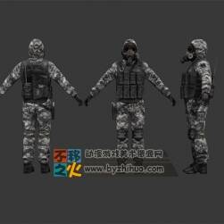 帶防毒面具的士兵戰(zhàn)士模型