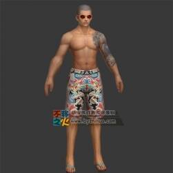 標準 男體 光頭 燒炭庫 文身 墨鏡 模型