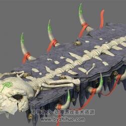 白骨洞 獸骨3dmax場景模型