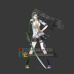 黑發(fā) 美少女 刀 模型