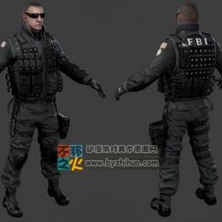 次世代美國FBI特工警察模型