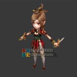 可愛 雙武器 美女 刺客 模型