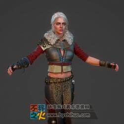 次世代白發(fā)皮衣外國女人模型