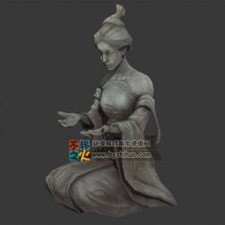 古典美女坐姿石像模型