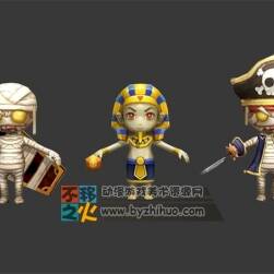 卡通 卡愛 木乃伊 法老 海盜 模型